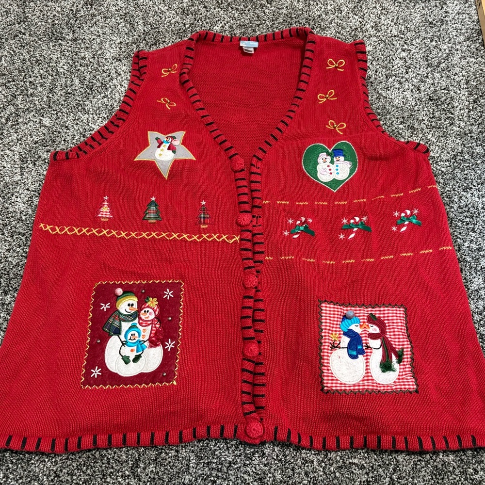 Holiday editions Festive Red Holiday Sweater Vest woman’s size 2x